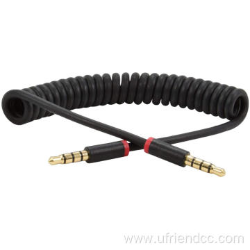 Aux coiled cable Stereo Audio Aux Cable/Mic Line